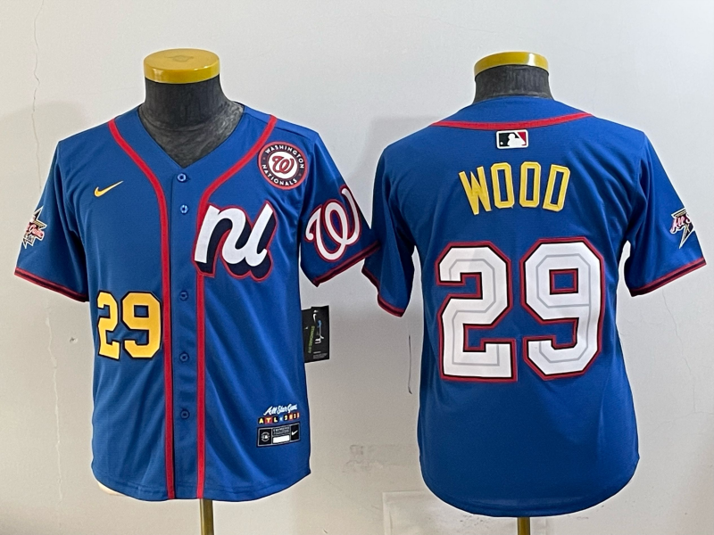 Women Washington Nationals 29 Wood blue Nike MLB 2025 jersey 089